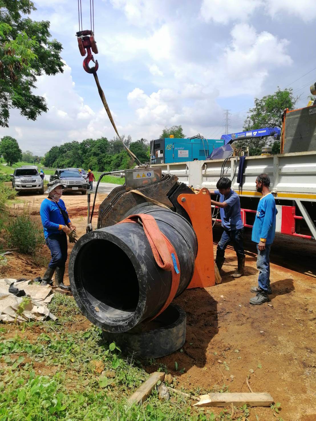 Engineer skillfully welding pipe fittings prior to installation