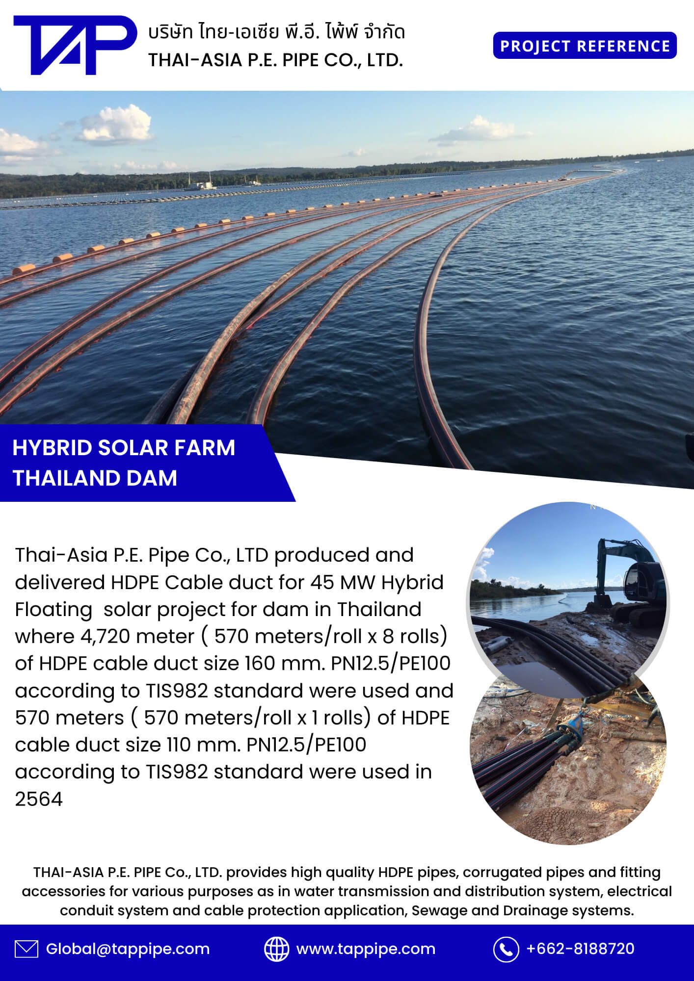 Infographic illustrating the use of HDPE cable ducts in a solar hybrid system