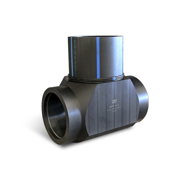 Reinforced butt fusion fittings with RT ( Reinforced Tee ) design for branching HDPE pipes with enhanced durability