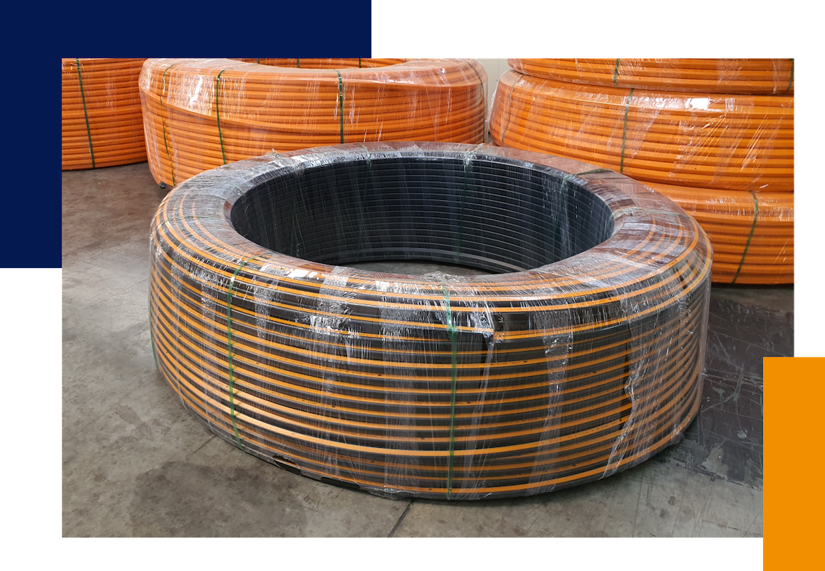 Microducts are rolled up to a maximum of 300 meters on a wrapped coil