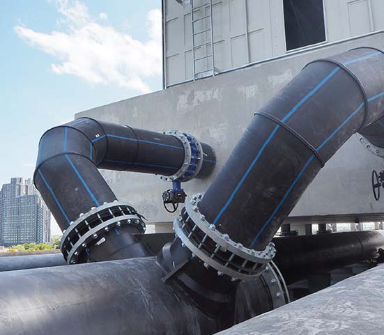 Durable HDPE pipes are used to transport chemicals