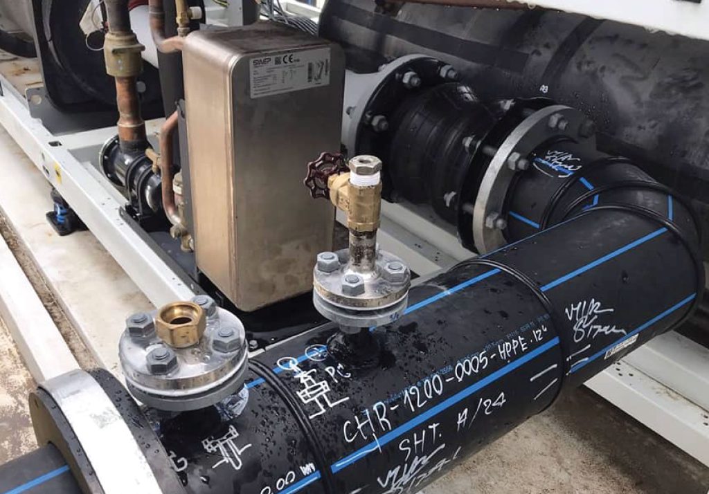 HDPE pipes are used with chiller systems. ThaiAsia P.E. Pipe Co., Ltd.