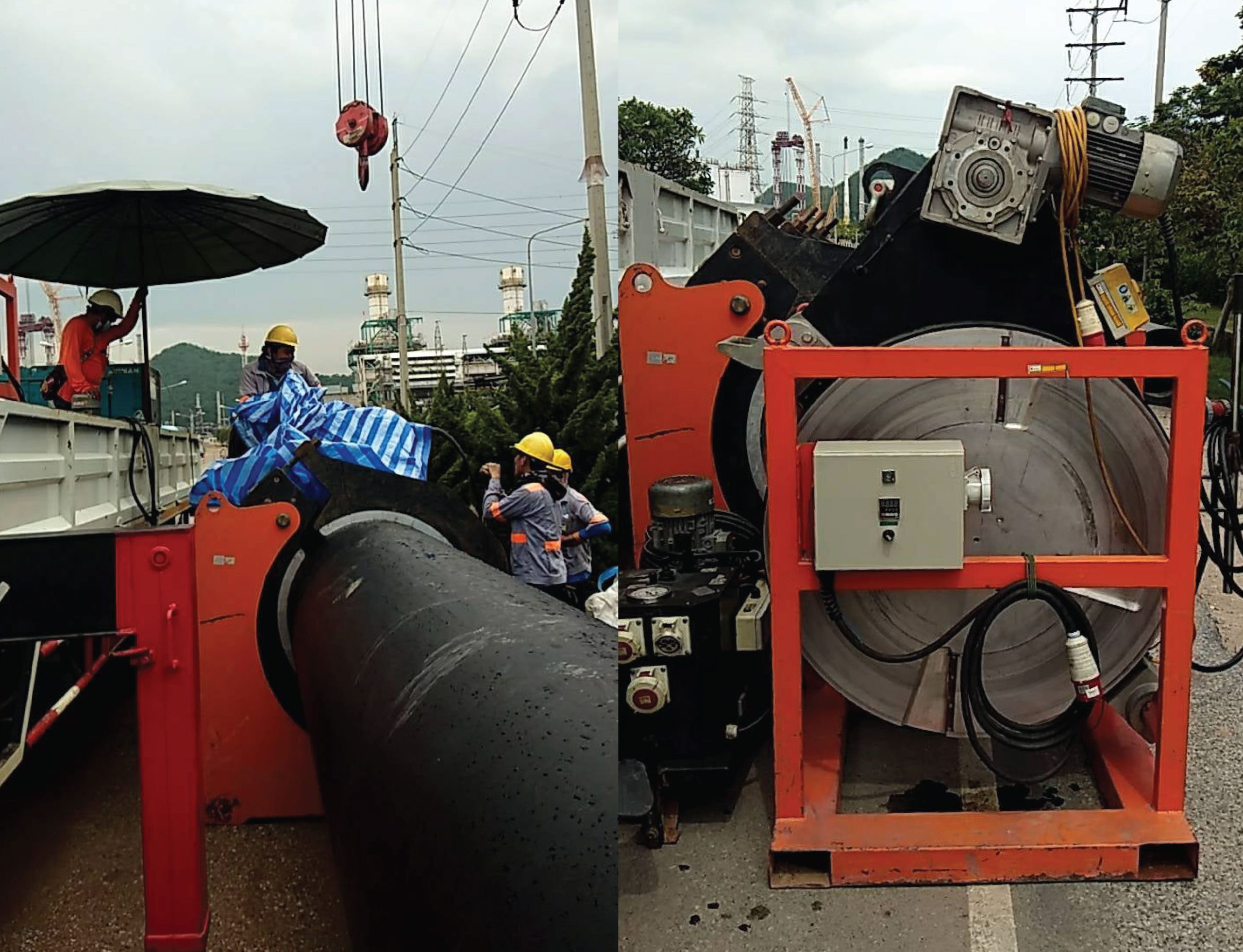 TPS technicians welding HDPE pipes using butt-fusion method