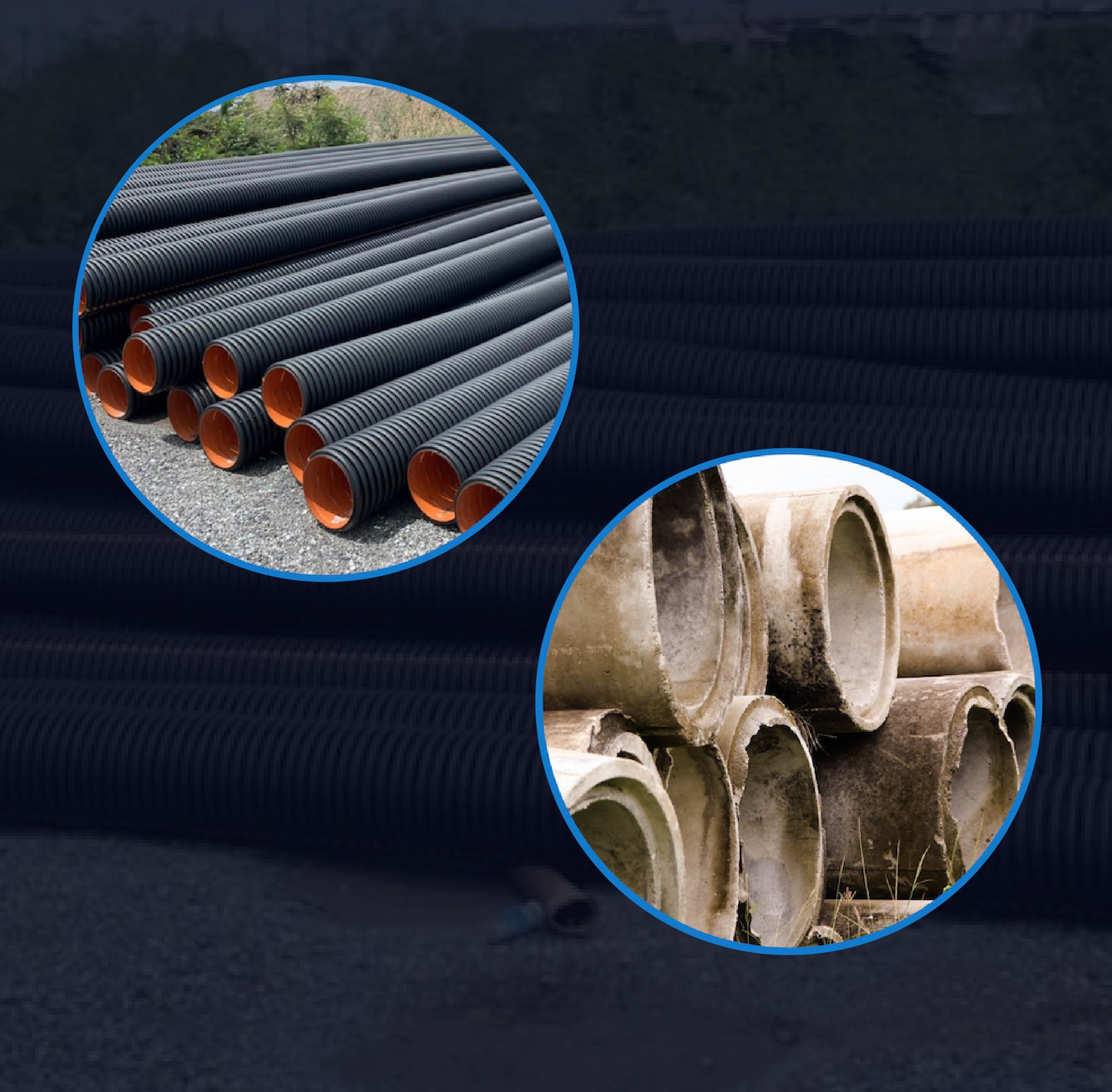 A durable HDPE pipe, resistant to corrosion, offering a superior alternative to concrete pipes