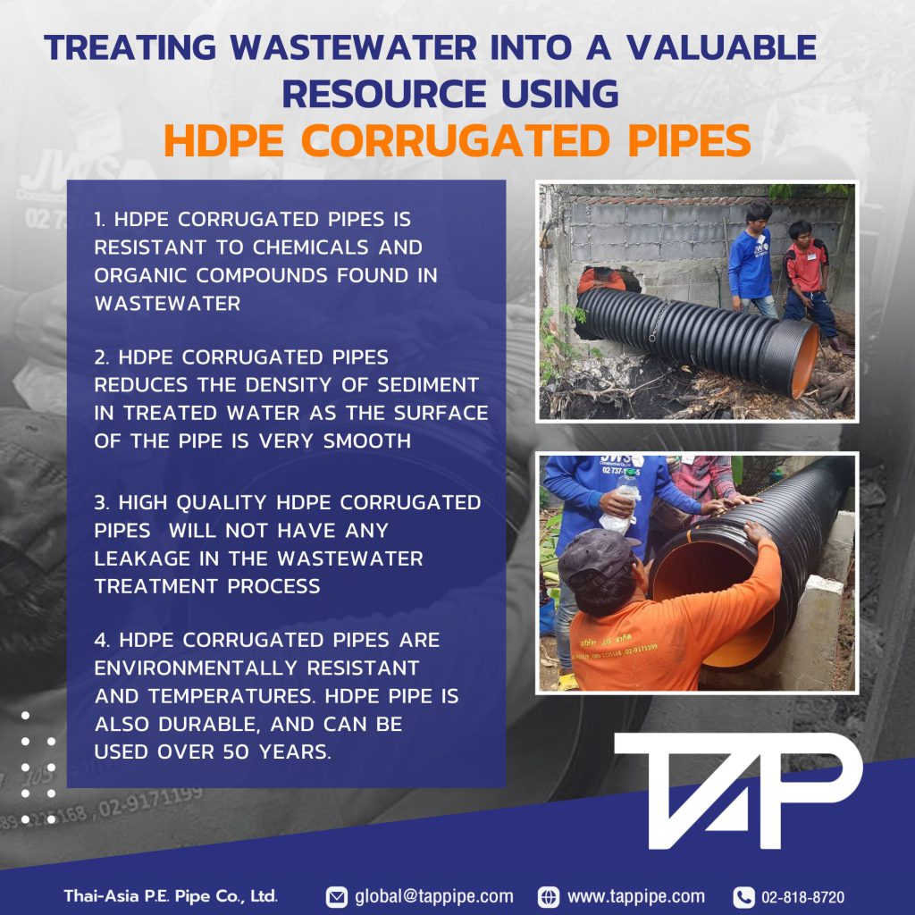 Treating wastewater into a valuable resource using HDPE pipes